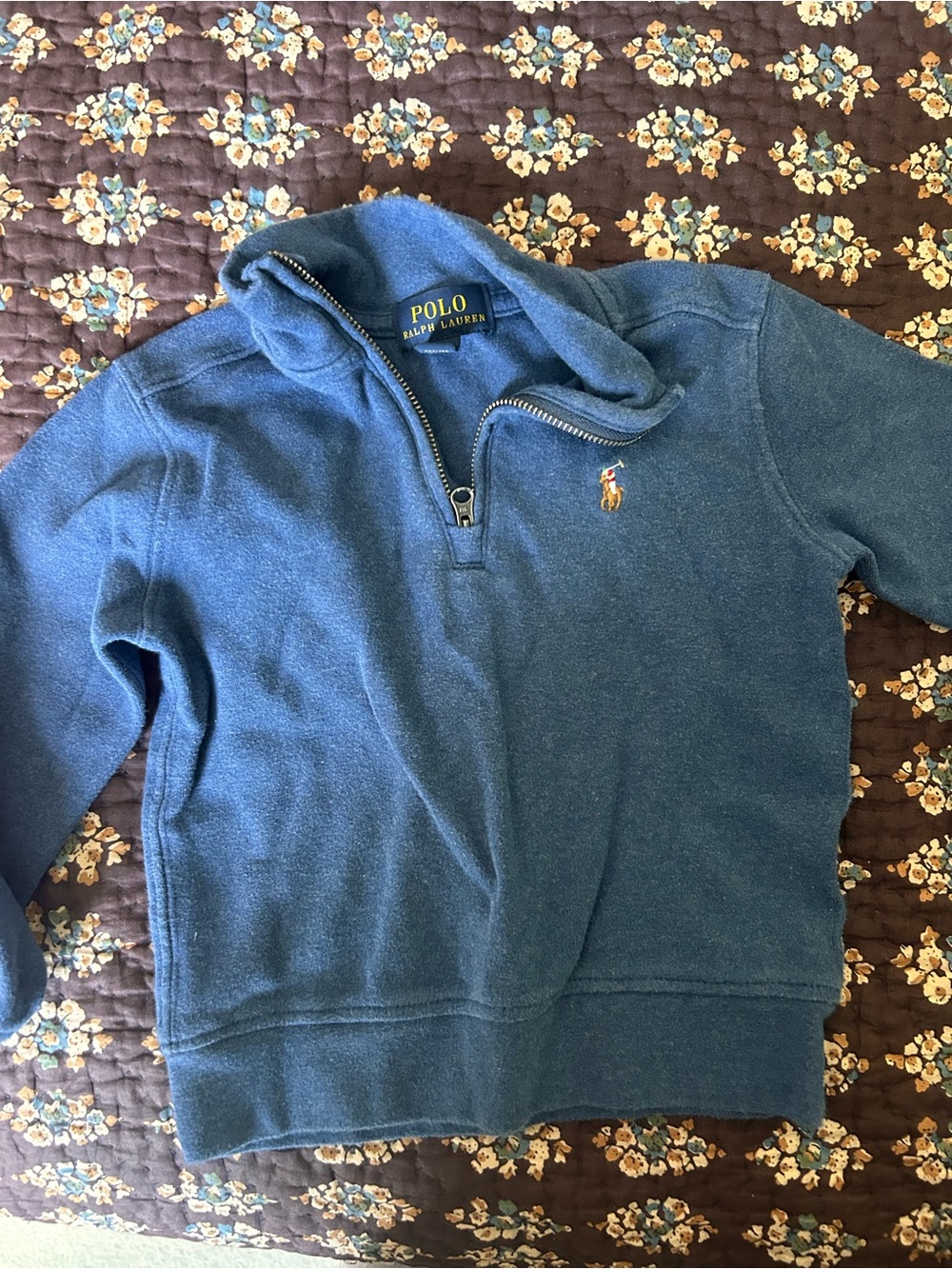 Polo Ralph Lauren Blue Quarter-Zip Sweatshirt with Pony Logo